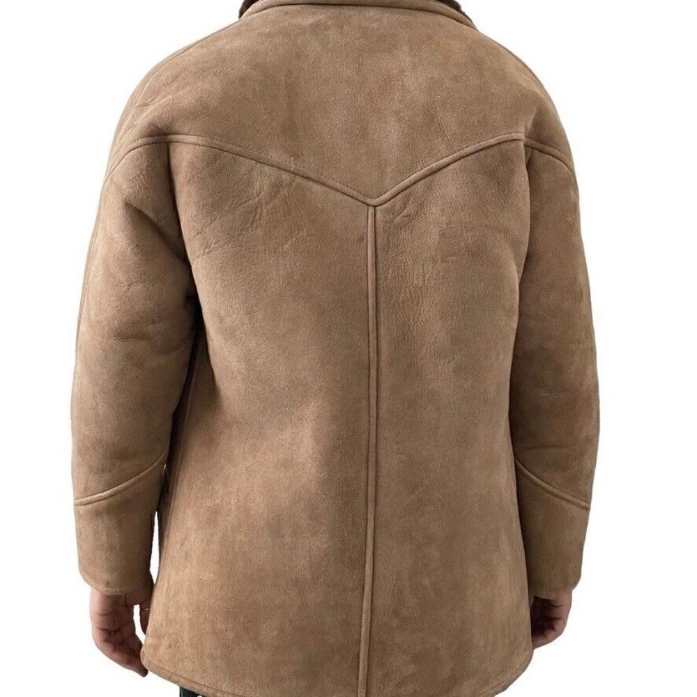 Vintage Womens Brown Shearling Western Bohemian Winter Jacket Made in Ireland - Picture 5 of 8